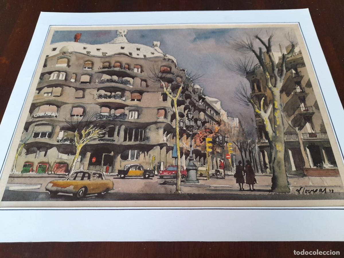 Arte: Reproduccion de Acuarela del edificio de la Padrera en Barcelona - Foto 1