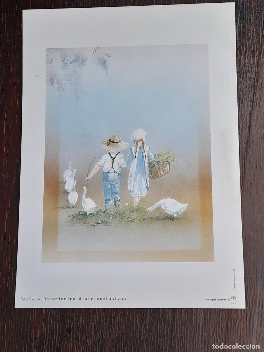 Arte: Ni&ntilde;a y ni&ntilde;o con patos - Foto 1