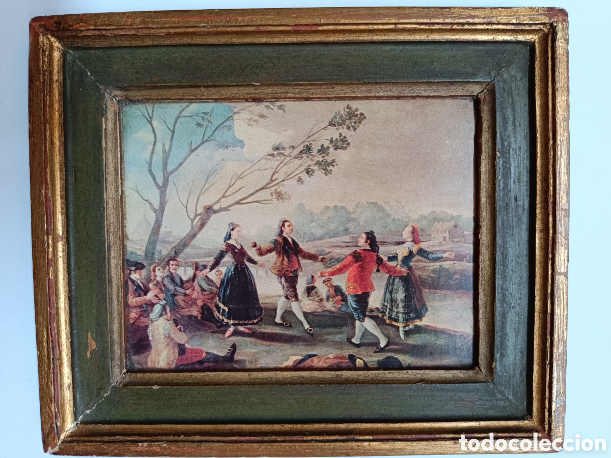Arte: Mini cuadro escena baile de Goya - Foto 1