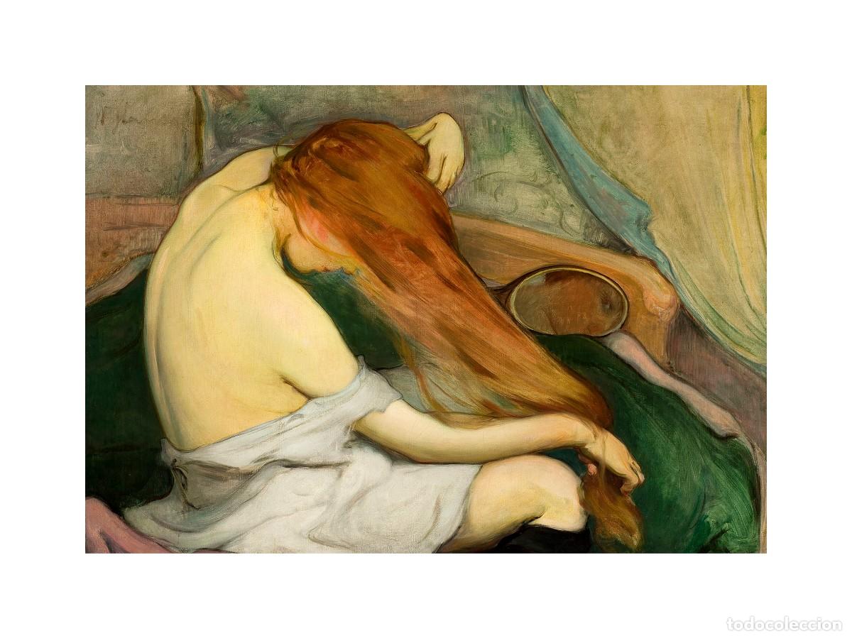 Arte: L&aacute;mina (40 x 30 cm) del cuadro Mujer Cepill&aacute;ndose el Pelo, de Władysław Ślewiński. Pintura, Arte.