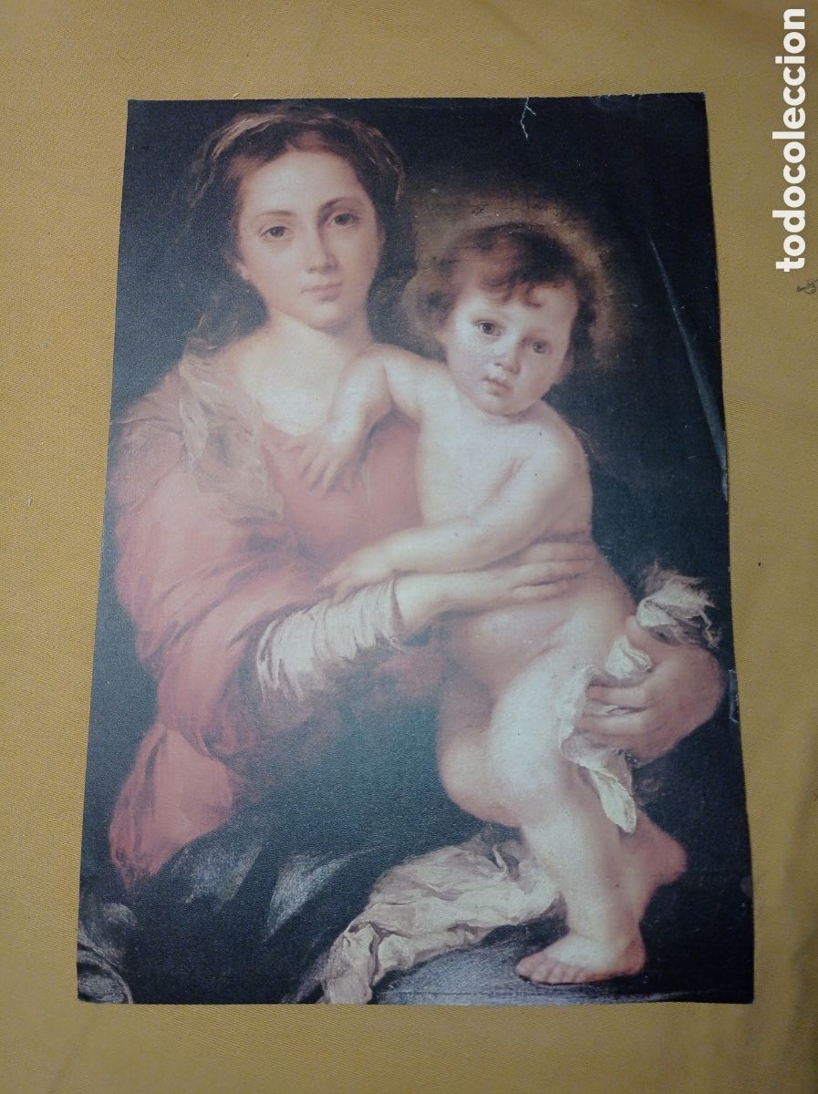 Art: ANTIGUA LAMINA MURILLO,VIRGEN CON EL NI&Ntilde;O,34 X 23 CM