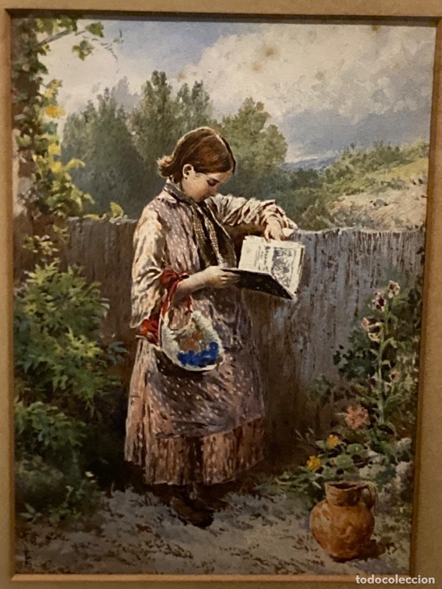 Arte: Ni&ntilde;a regando en el jard&iacute;n - Foto 3