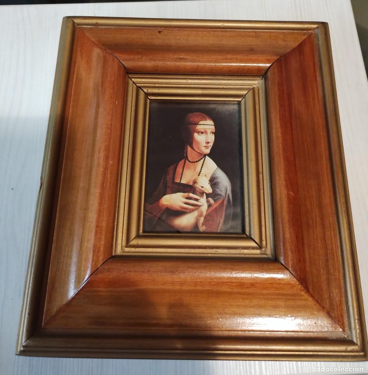 Art: QUADRO VINTAGE, VECCHIA STAMPA, '' LA DAMA DEL ARMINO DI LEONARDO DA VINCI,