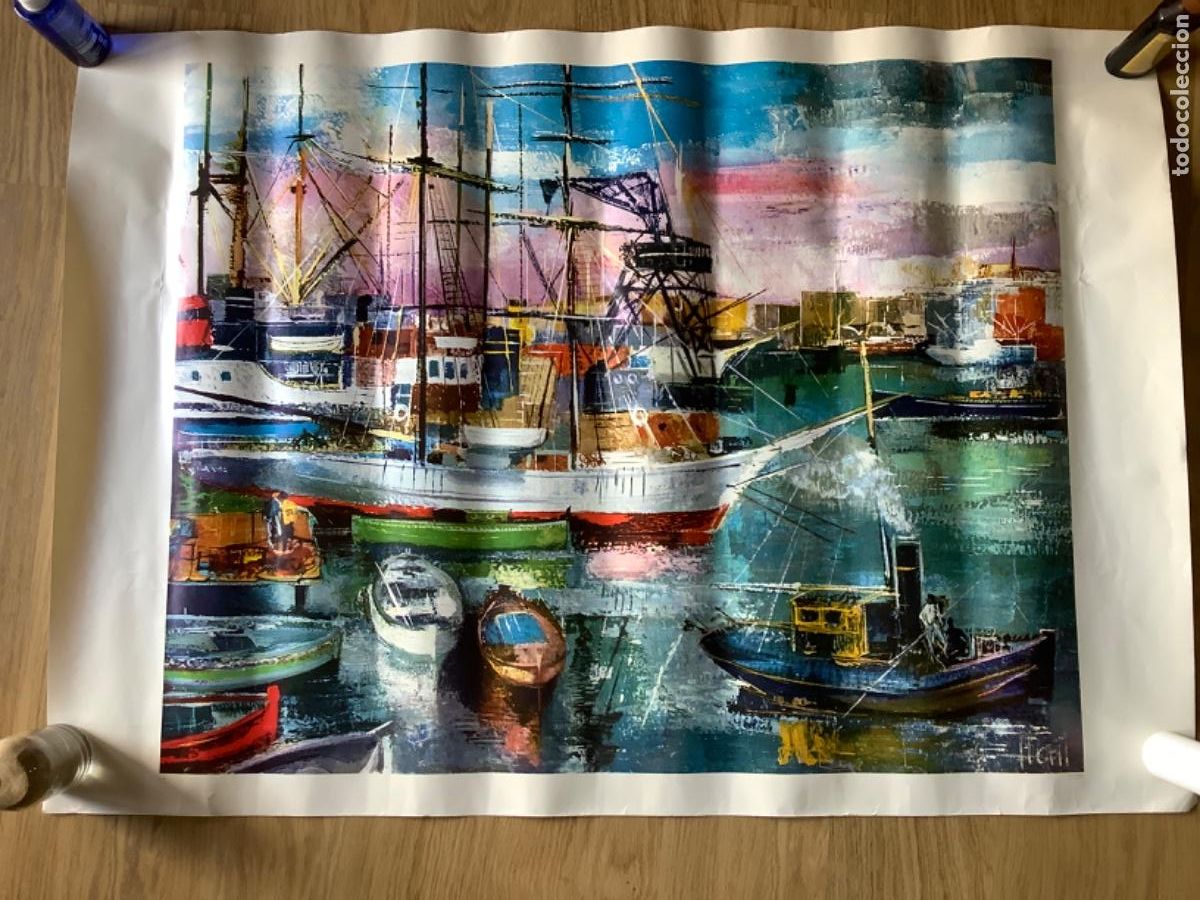 Arte: LAMINA DE BARCOS PUERTO HONL EDICIONES BARSAL - Foto 1