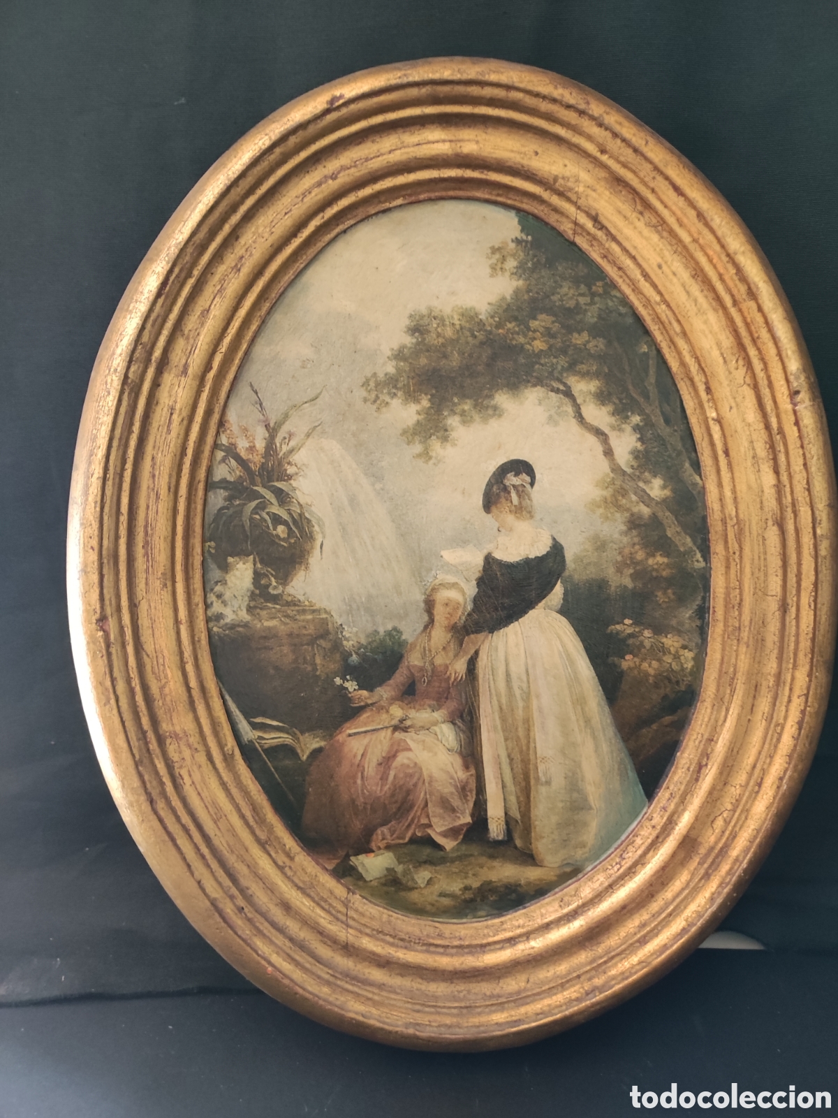 Arte: &Oacute;valo de madera policromada con l&aacute;mina - Foto 1