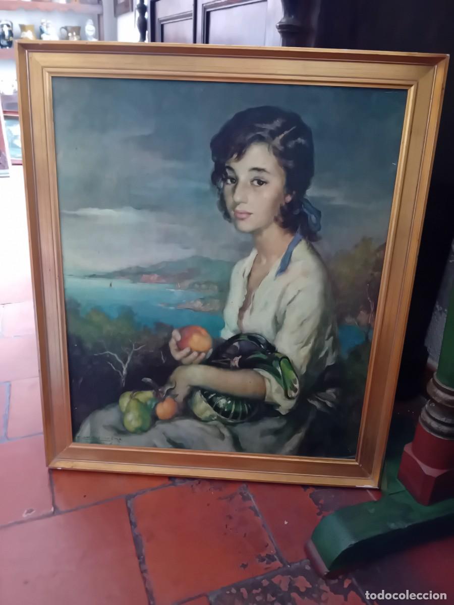 Arte: Mujer con jofaina manzanas y peras de Francisco Rivera - Foto 1