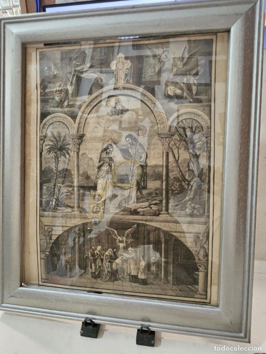 Arte: cuadro con granado antiguo religioso - Foto 1