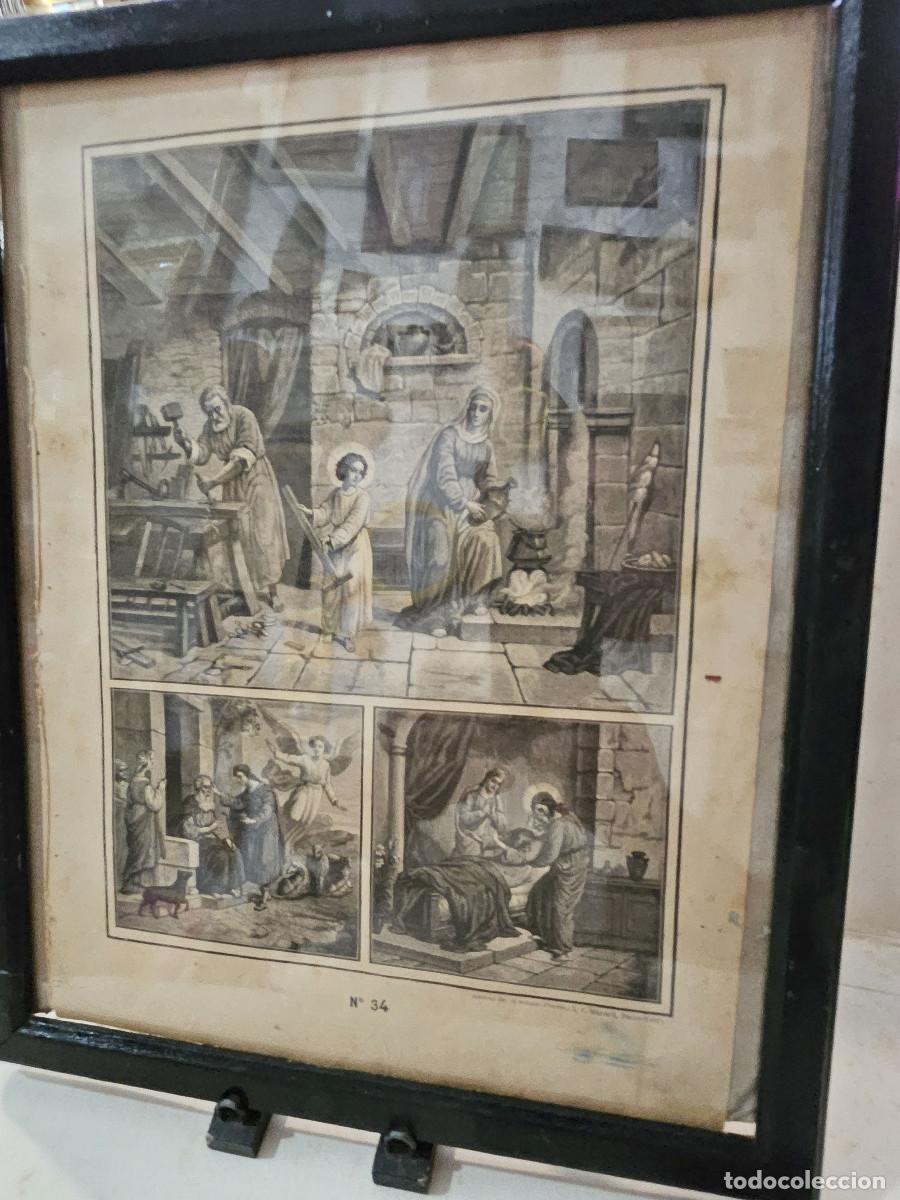 Arte: cuadro con granado antiguo religioso - Foto 1