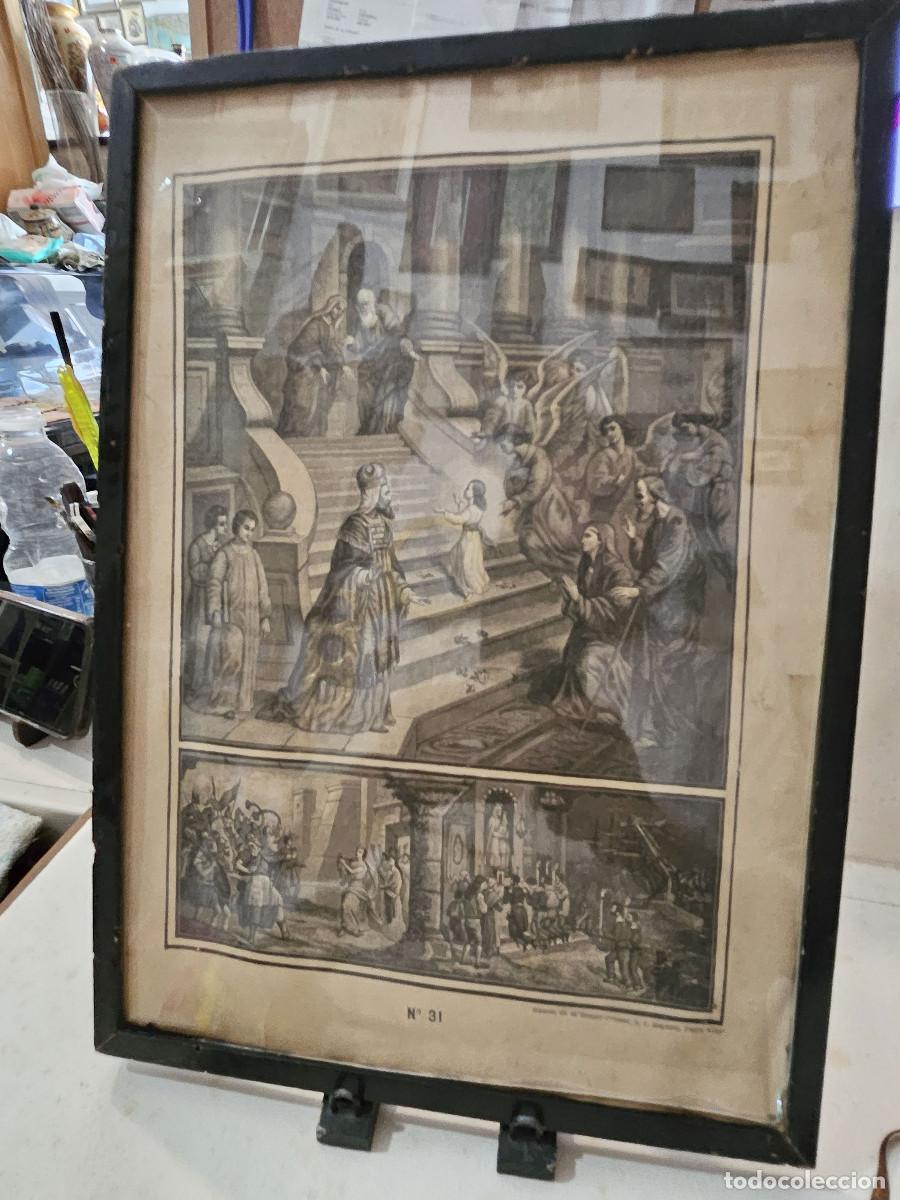 Arte: cuadro con granado antiguo religioso - Foto 1