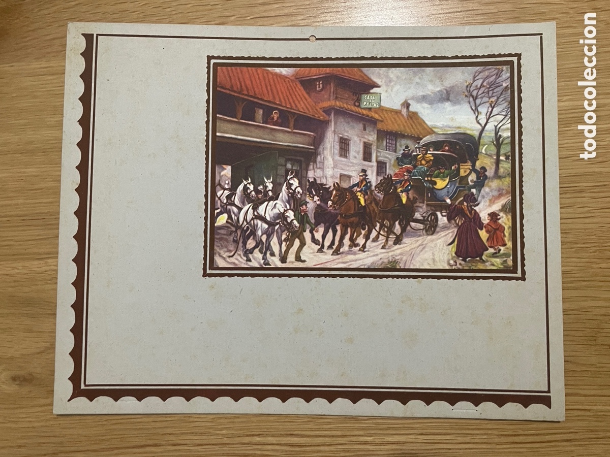 Kunst: L&aacute;mina decorativa de principios de siglo XX. Motivo carruaje y caballos.