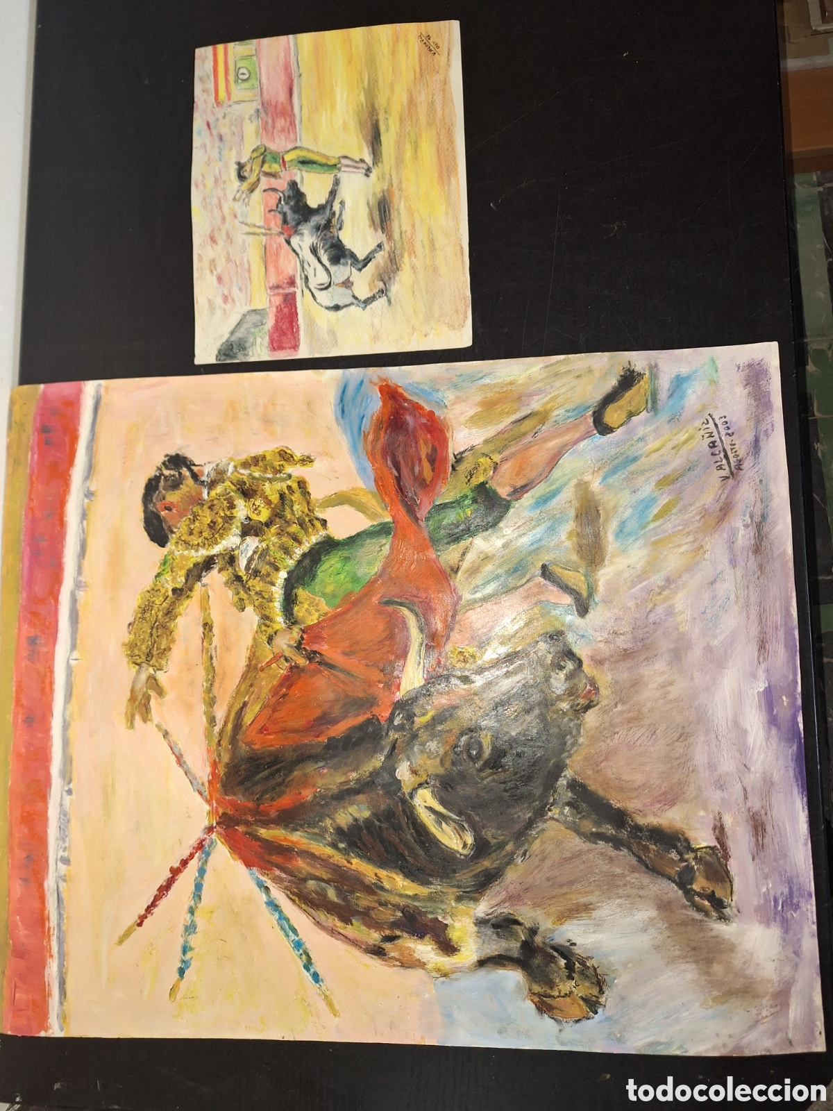 Arte: L&aacute;minas pintadas a mano toros - Foto 1