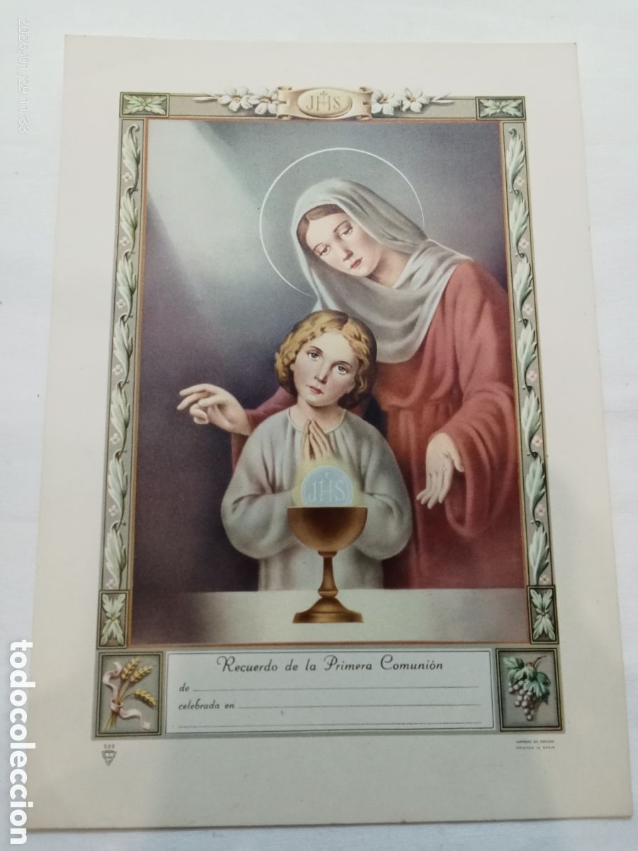 Art: Antigua l&aacute;mina recuerdo mi primera comuni&oacute;n