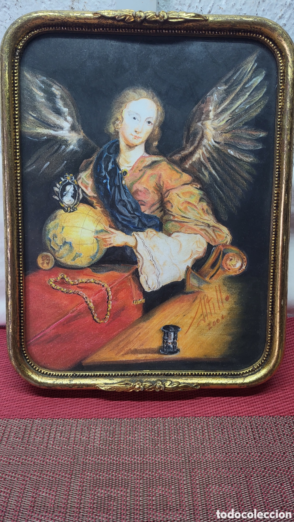 Arte: Antiguo cuadro madera lamina - Foto 2
