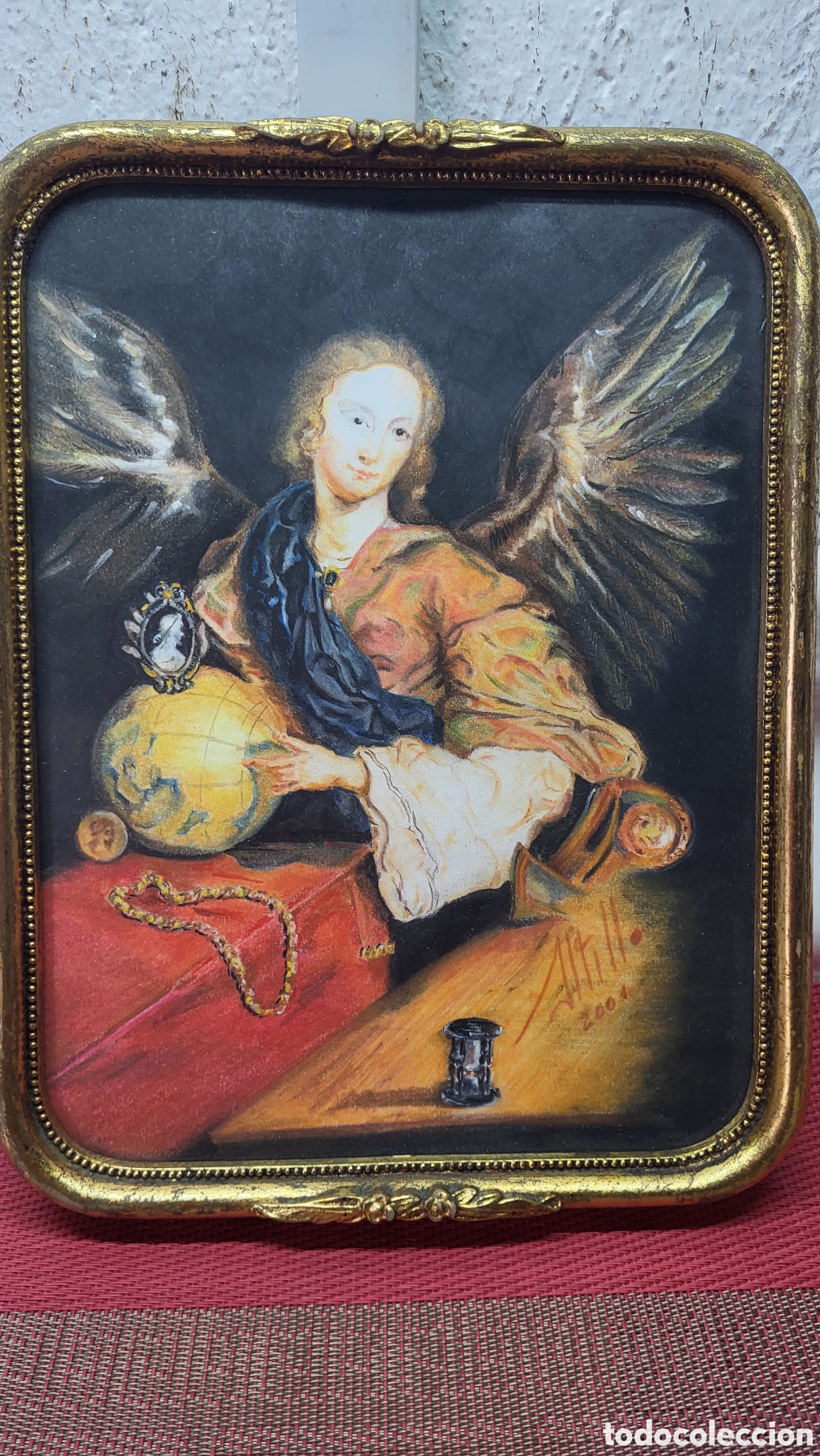 Arte: Antiguo cuadro madera lamina - Foto 3