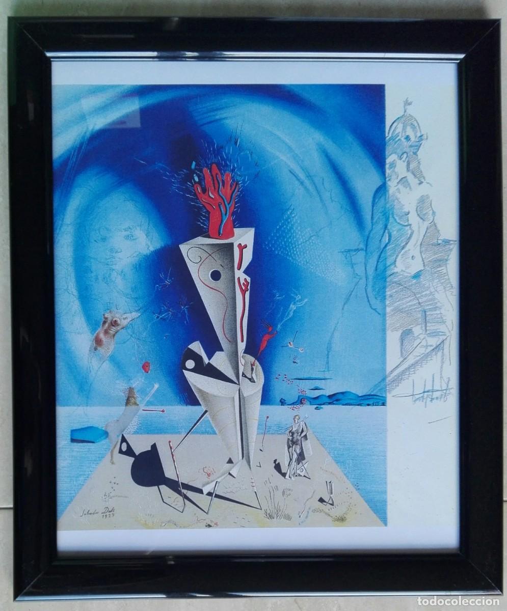Arte: DAL&Iacute;-TALYBONT LAMINA ENMARCADA 41 X 35 DE DIBUJO SOBRE OBRA DE SALVADOR DAL&Iacute;. VER FOTOS.