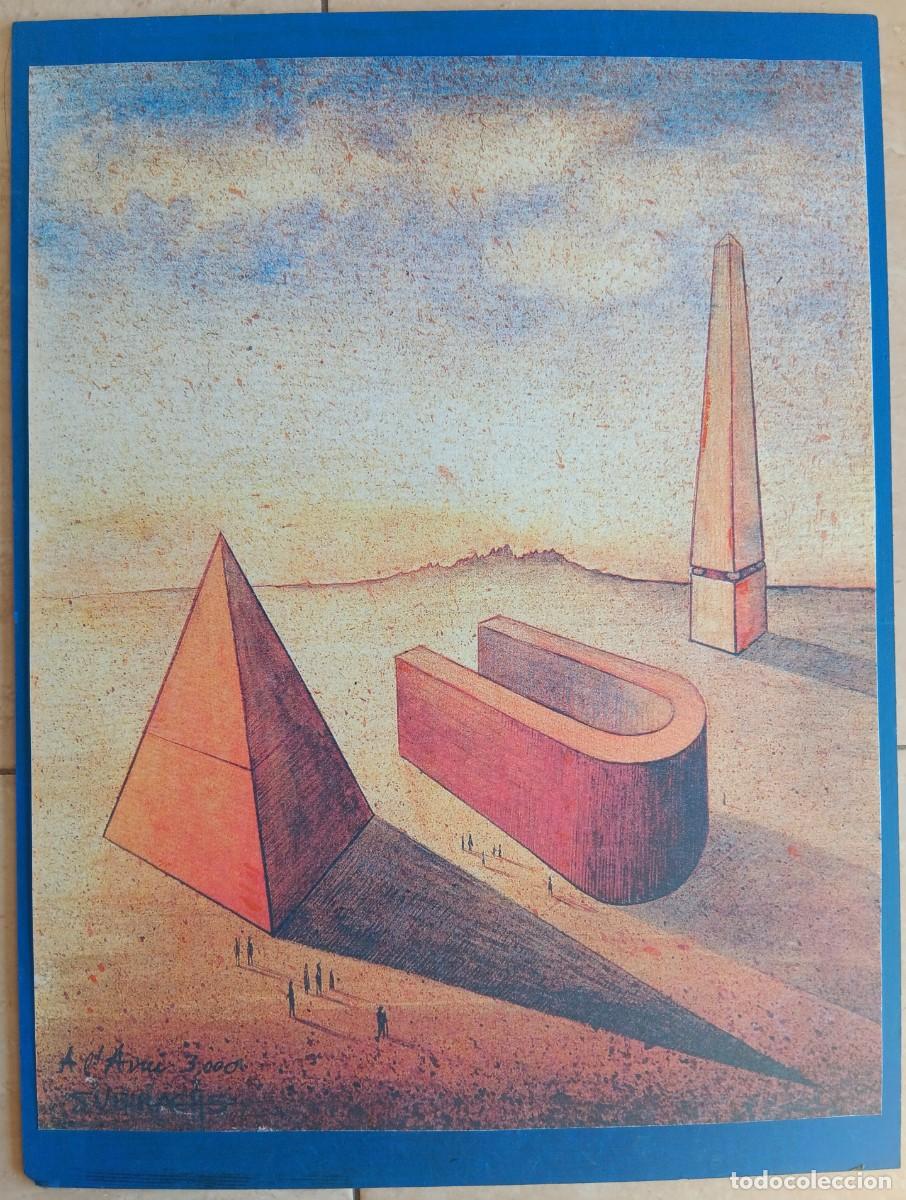 Arte: SUBIRACHS. L&Aacute;MINA VINTAGE PEGADA A TABLERO. MEDIDAS 40 X 30.