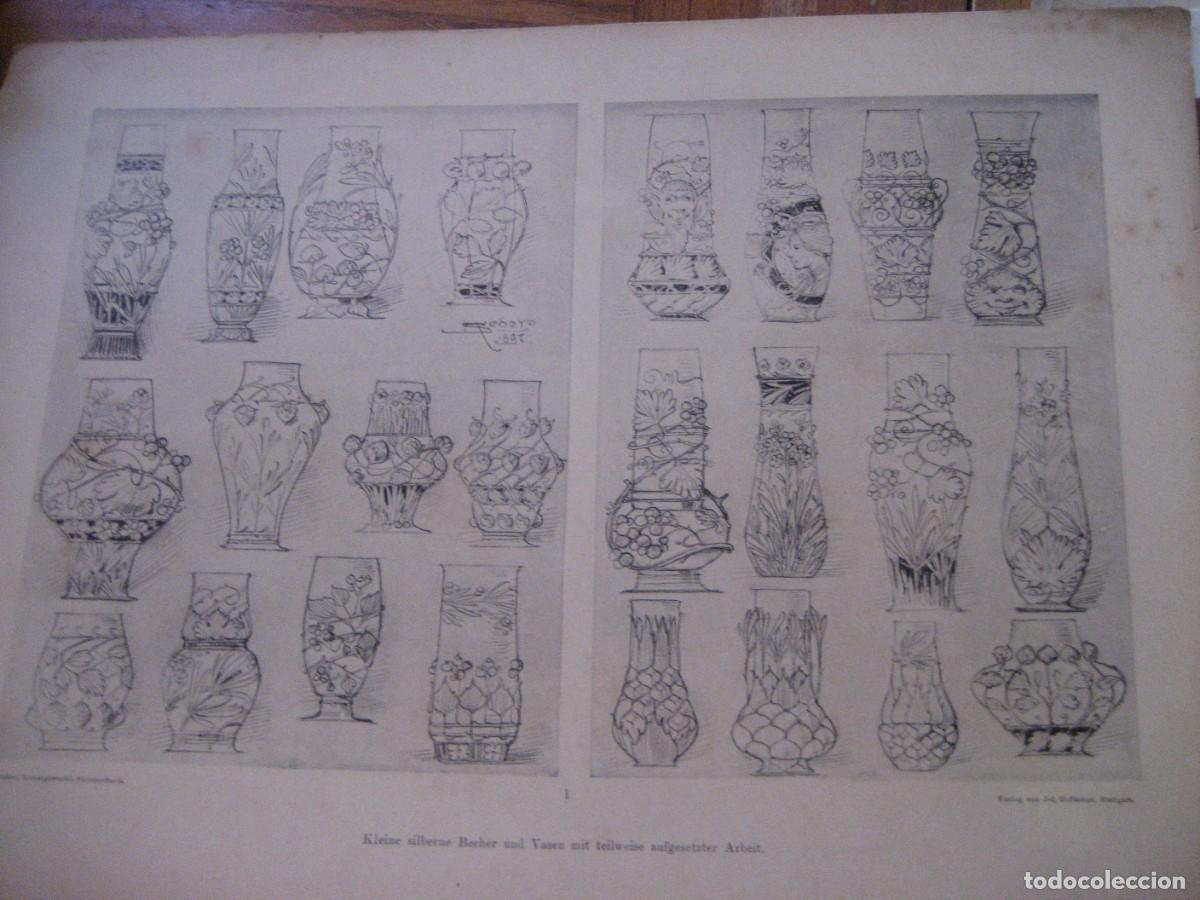 Art: L&aacute;mina antigua Seder Verlag Hoffmann Sttutgart . s XIX jarron modernista , bocetos