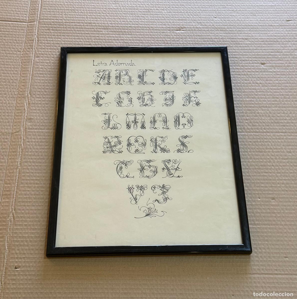 Arte: CARTEL CALIGRAFICO / LETRA ADORNADA / ENMARCADO / 47 x 37 cm