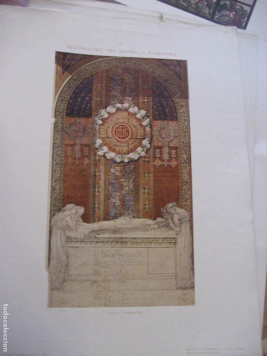 Arte: L&aacute;mina antigua decoracion capilla funeraria Verlag Hoffmann Sttutgart s XIX