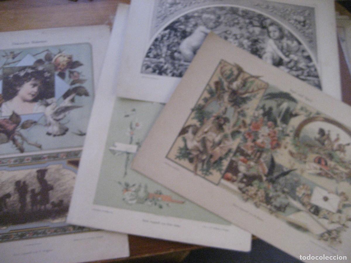 Arte: 4 L&aacute;mina antigua angelitos Dekorative Vorbilder II Verlag Hoffmann Sttutgart s XIX