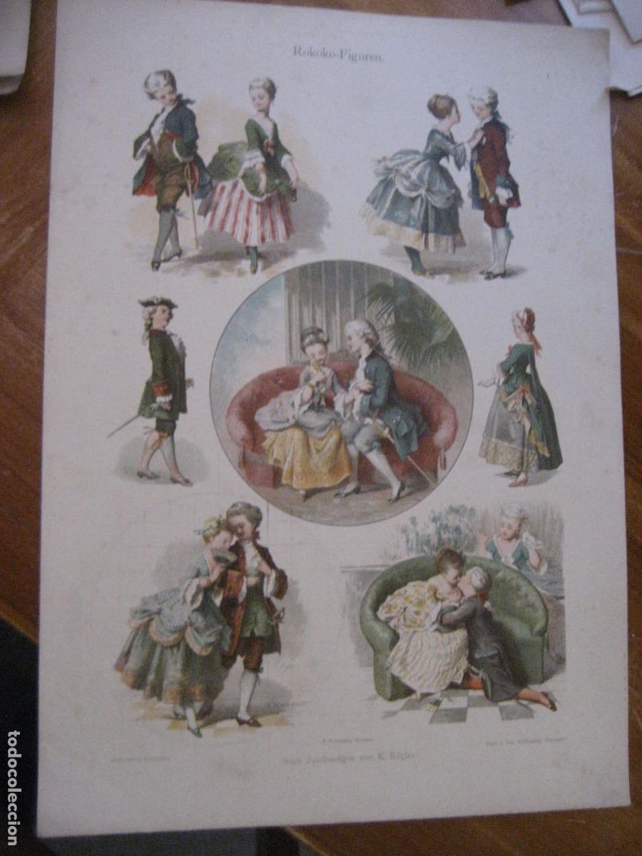 Arte: L&aacute;mina antigua ni&ntilde;os rococo Kogler Dekorative Vorbilder II Verlag Hoffmann Sttutgart s XIX