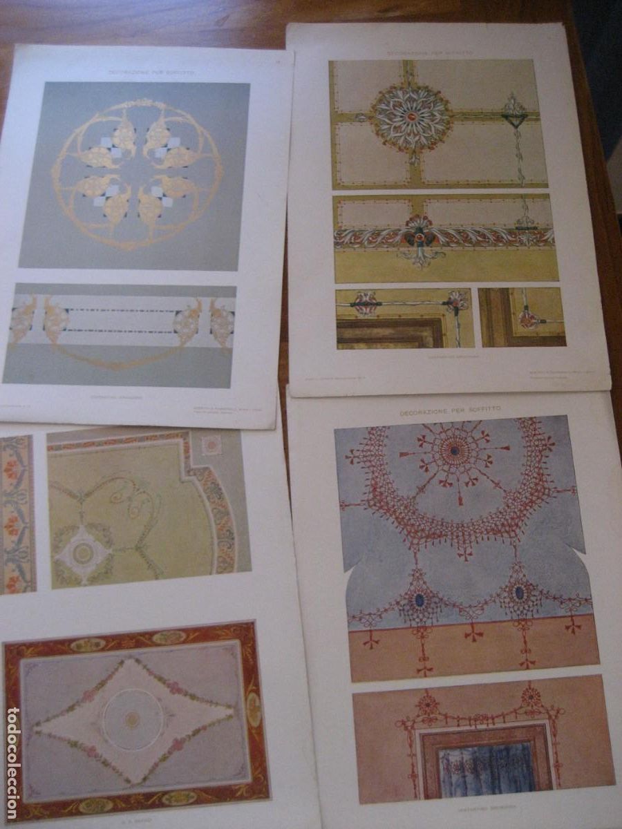 Arte: 4 laminas Dekorative Vorbilder . Verlag Hoffmann Stuttgart art nouveau decoraci&oacute;n para techos