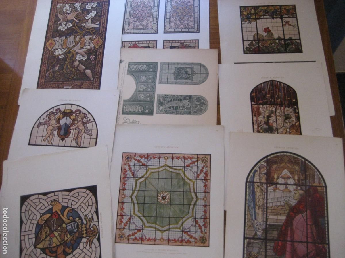 Arte: 9 laminas Dekorative Vorbilder . Verlag Hoffmann Stuttgart art nouveau vidriera artistica