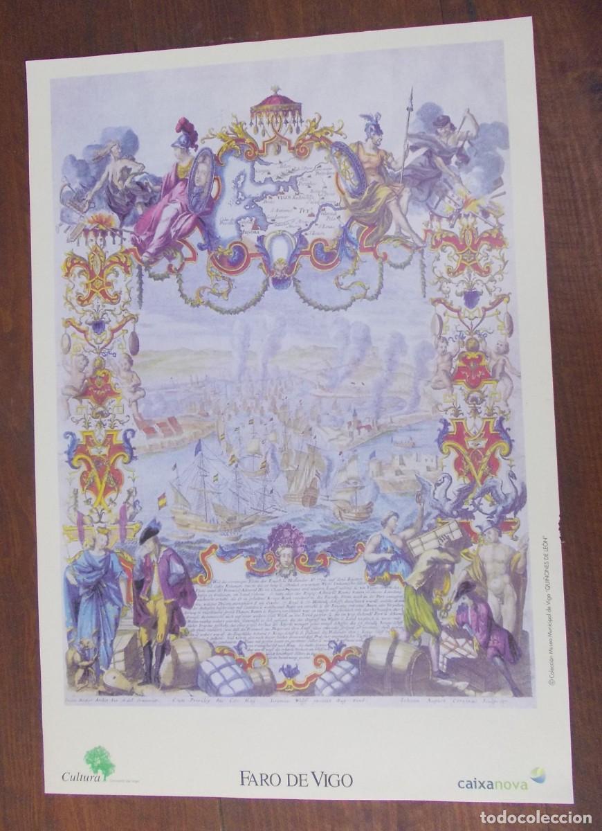 Arte: L&aacute;mina hist&oacute;rica Vigo Batalla de Rande edici&oacute;n mar&iacute;tima cultural Vigo mapa decorado naval arte
