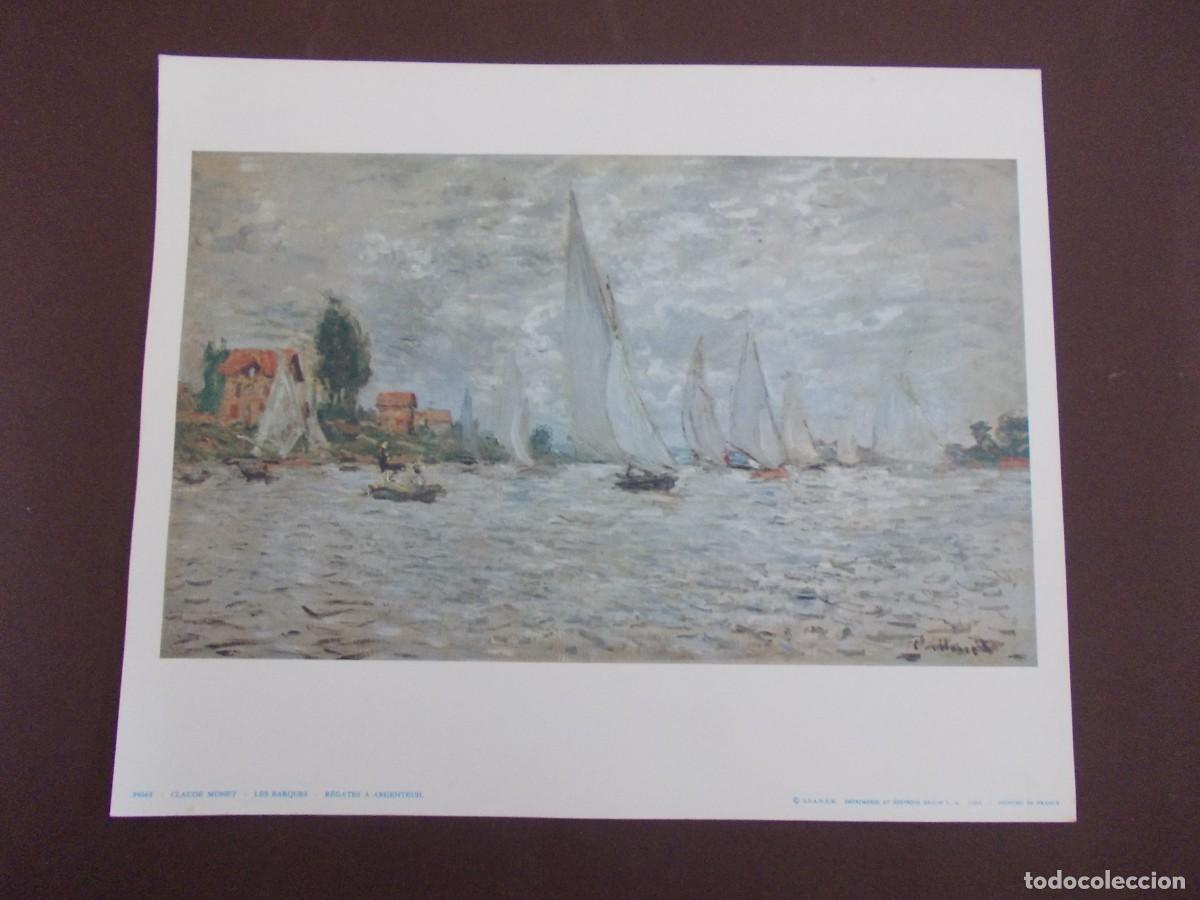 Arte: L&aacute;mina Claude Monet Les Barques, R&eacute;gates &agrave; Argenteuil 1874 edici&oacute;n Braun francesa arte impresionista