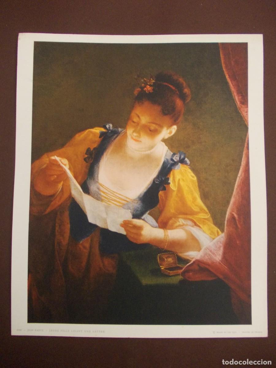 Arte: L&aacute;mina Jean Raoux Jeune Fille Lisant Une Lettre Ediciones Braun 1970 reproducci&oacute;n arte cl&aacute;sico