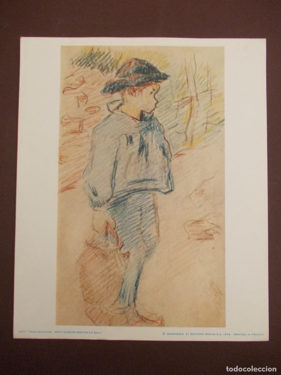 Arte: L&aacute;mina Paul Gauguin Petit Gar&ccedil;on Breton au Seau Ediciones Braun 1978 reproducci&oacute;n postimpresionista