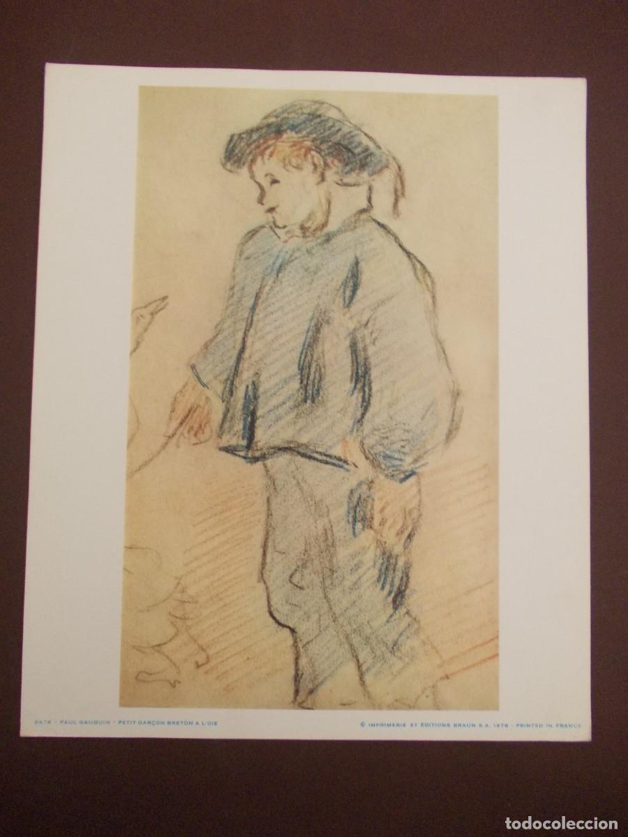 Arte: L&aacute;mina Paul Gauguin Petit Gar&ccedil;on Breton &agrave; l&rsquo;Oie Ediciones Braun 1978 reproducci&oacute;n Armand Hammer