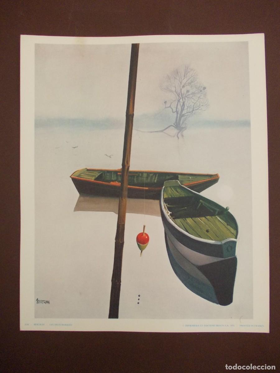 Arte: L&aacute;mina Bertran Les Deux Barques 1977 Ediciones Braun reproducci&oacute;n paisaje arte contempor&aacute;neo