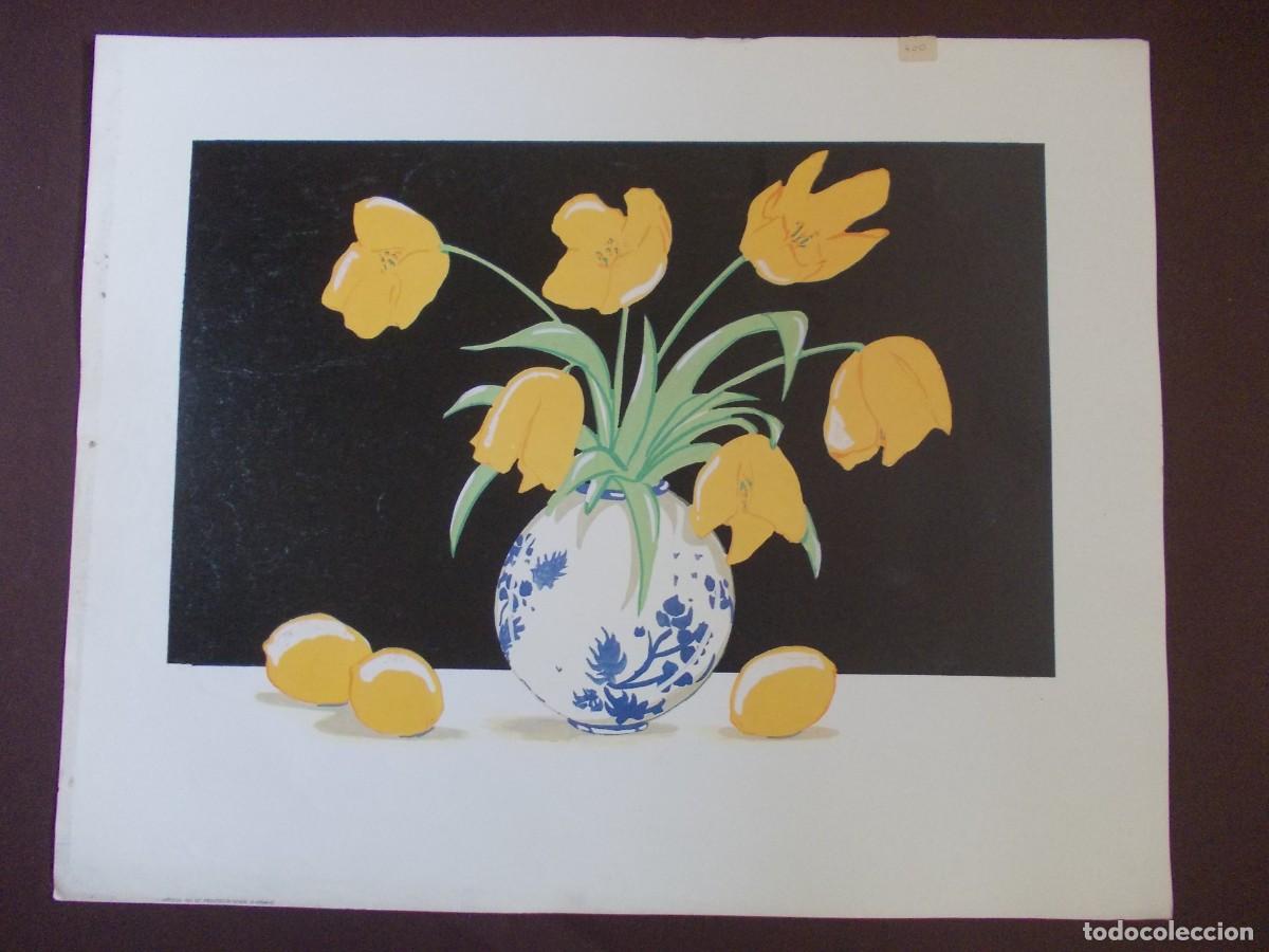 Arte: L&aacute;mina bodeg&oacute;n tulipanes amarillos JAPIZUA Ref. 67 arte floral vintage minimalismo decorativo