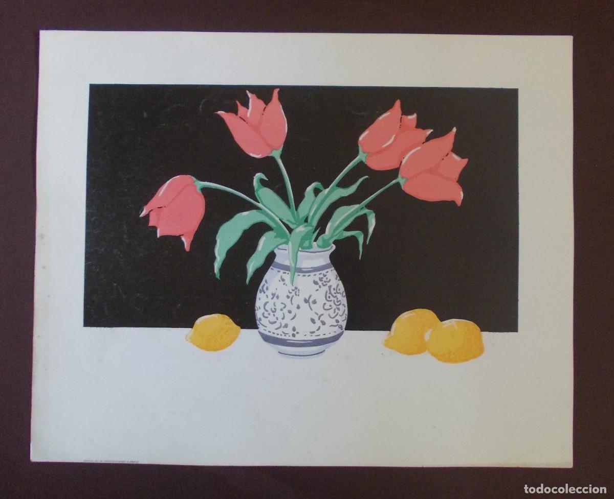 Arte: L&aacute;mina bodeg&oacute;n tulipanes rojos JAPIZUA Ref. 68 arte floral vintage decoraci&oacute;n minimalista