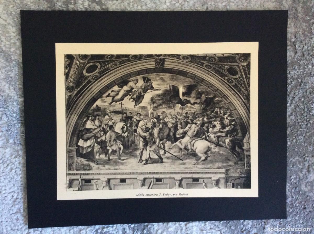 Art: Drama hist&oacute;rico - &Aacute;tila encontra S. Le&atilde;o, por Rafael. Estampa de 1941