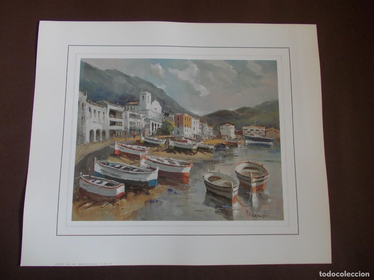 Arte: L&aacute;mina marina Japizua ref. 556 Lazaroti barcas quietas pueblo blanco luz que se queda