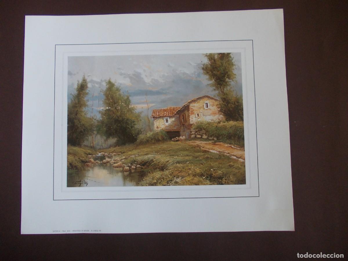 Arte: L&aacute;mina paisaje rural casa de campo junto al r&iacute;o edici&oacute;n JAPIZUA Ref 632 impresi&oacute;n espa&ntilde;ola