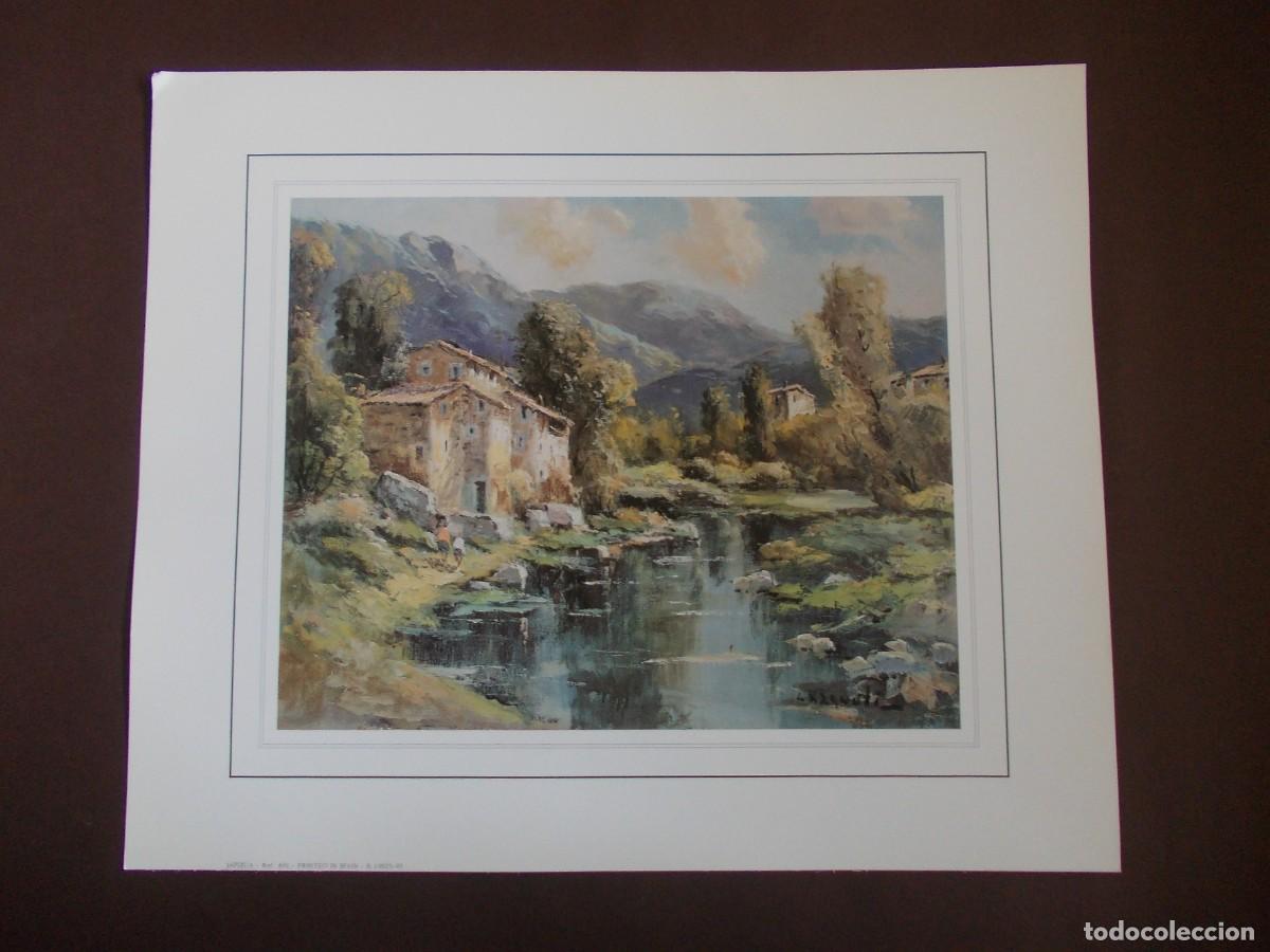 Arte: L&aacute;mina paisaje Lazaroti casa junto al r&iacute;o edici&oacute;n JAPIZUA impresi&oacute;n espa&ntilde;ola