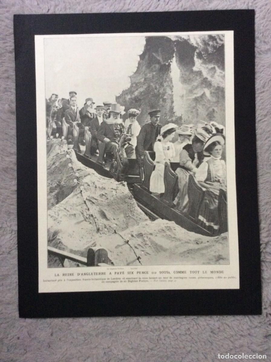 Arte: La reine d&acute;Angleterre pay&eacute; six pence..L&aacute;mina fotogr&aacute;fica original de 1908.