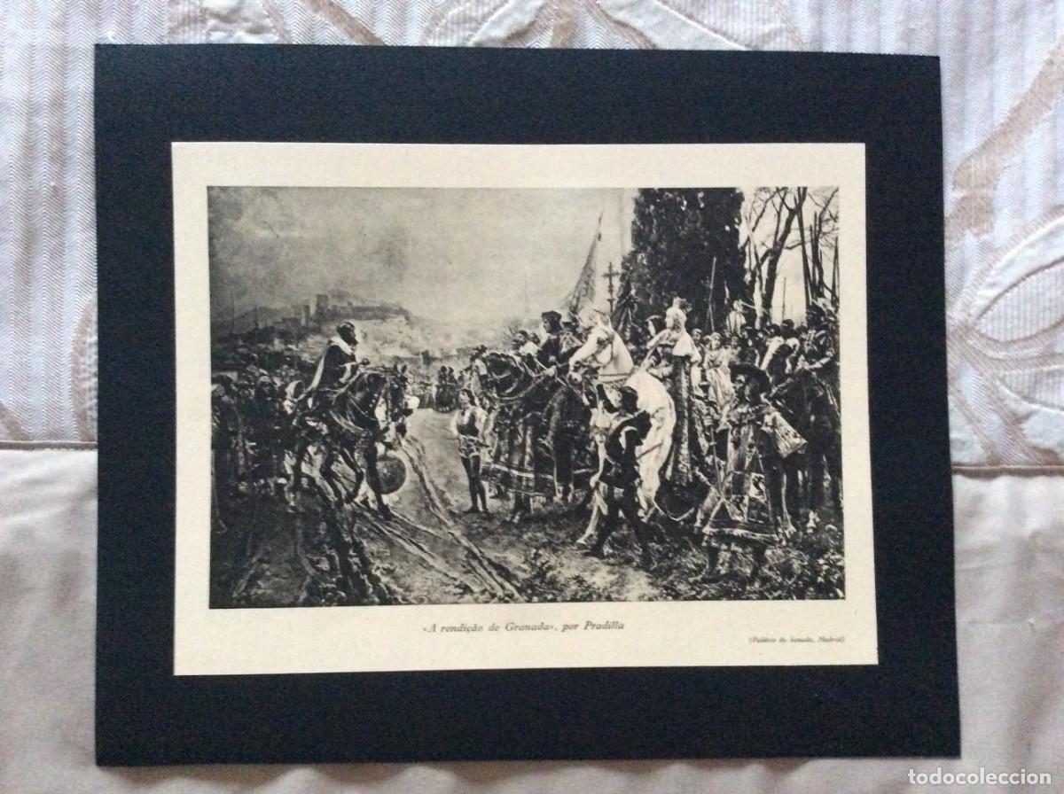 Arte: Drama hist&oacute;rico: A rendi&ccedil;&atilde;o de Granada, por Pradilla. L&aacute;mina de 1941