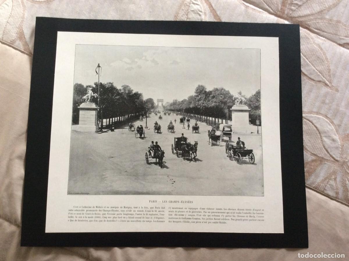 Arte: Paris - Les Champs - &Eacute;lys&eacute;es - L&aacute;mina fotograf. monocrom&aacute;tica do s&eacute;culo XIX