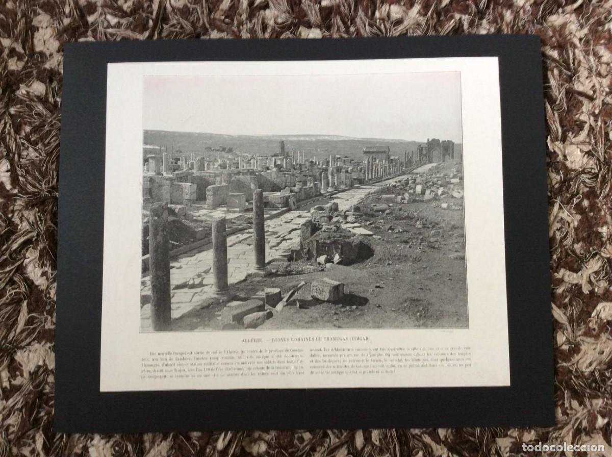 Arte: Alg&eacute;rie - Ruines romaines de Thamugas ( Timgad ). L&aacute;mina fotogr. monocrom. s&eacute;c. XIX
