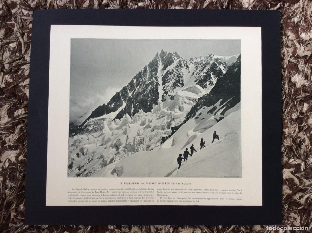Arte: Le Mont- Blanc - Passage sous les grands mulets. L&aacute;mina fotogr. monocrom&aacute;tica do s&eacute;c. XIX