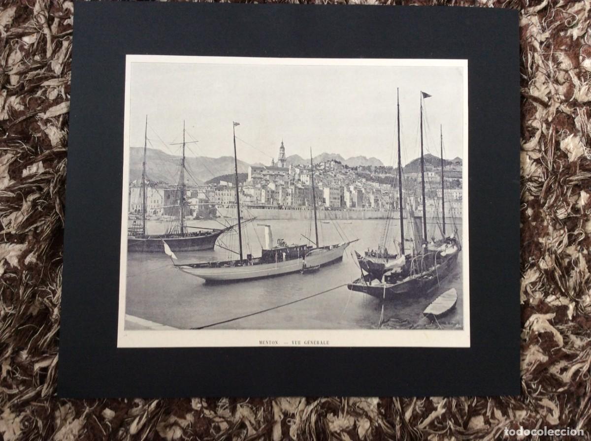 Arte: Menton - Vue g&eacute;n&eacute;rale - L&aacute;mina fotogr&aacute;fica monocrom&aacute;tica do s&eacute;culo XIX