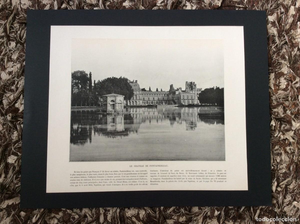 Kunst: Le chateau de Fontainebleau - L&aacute;mina fotogr. monocrom&aacute;tica do s&eacute;culo XIX