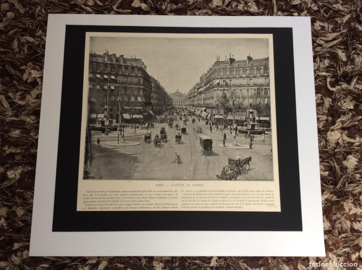 Kunst: Paris - L&acute;Avenue de l&acute;Opera - L&aacute;mina fotogr&aacute;fica monocrom&aacute;tica do s&eacute;culo XIX