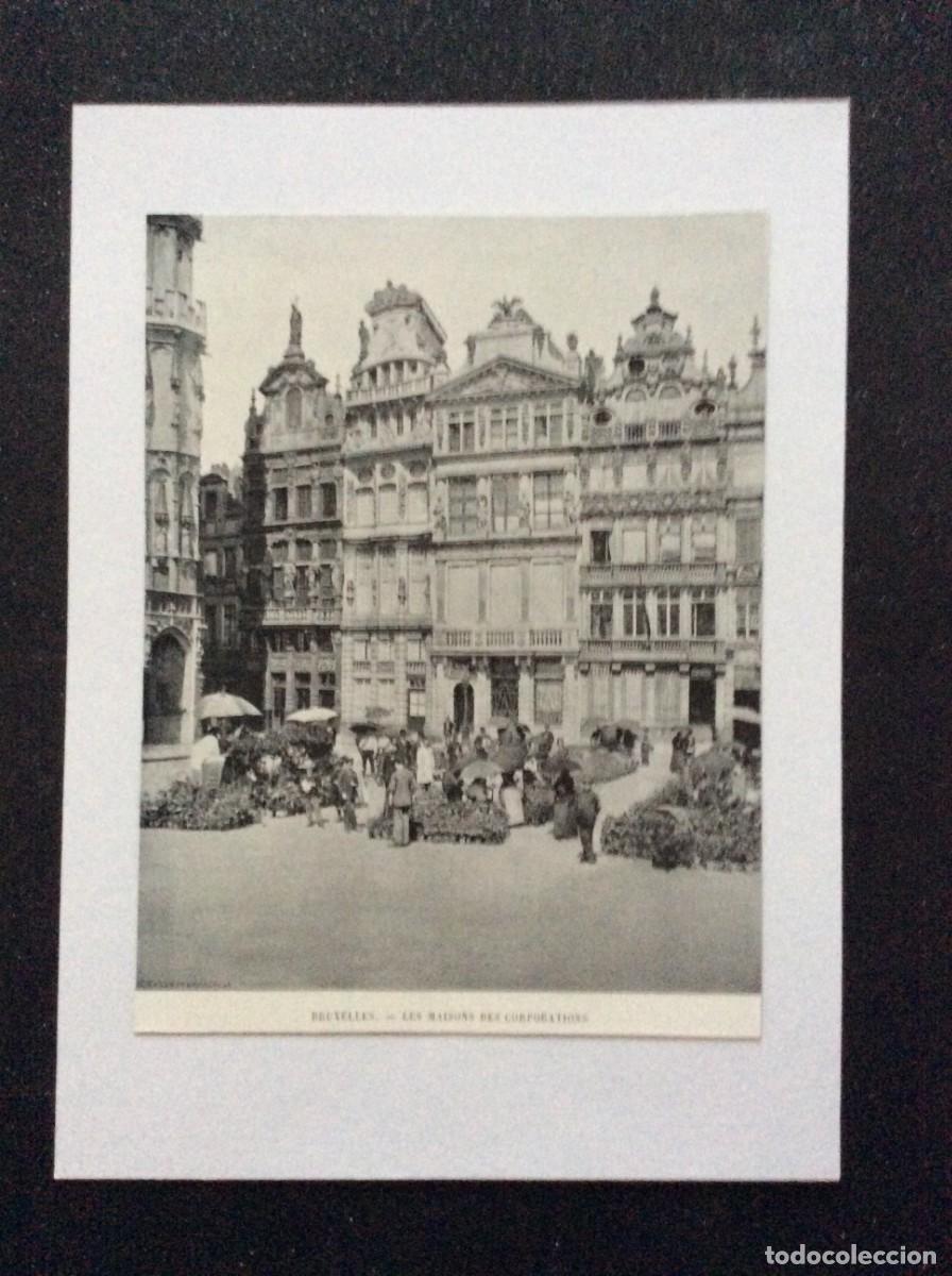 Art: Bruxelles - Les maisons des corporations - L&aacute;mina fotogr. monocrom&aacute;tica do s&eacute;culo XIX