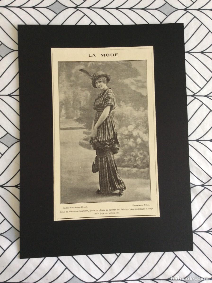 Art: Tema: Moda. Impress&atilde;o original de 1908. Sur la foto un mod&eacute;le de la Maison Drecoll