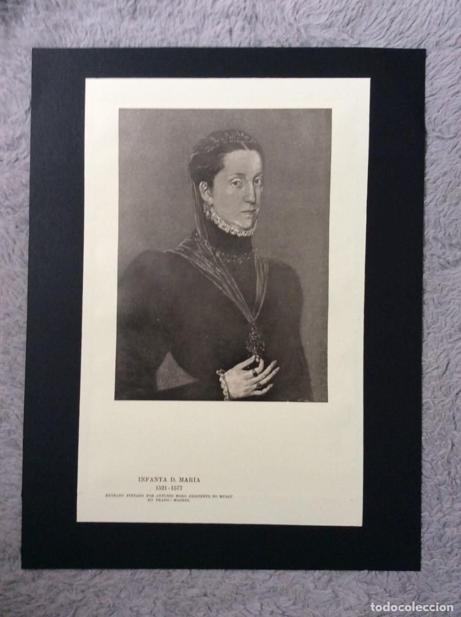 Arte: Personagens hist&oacute;ricas portuguesas do passado (Infanta D. Maria). L&aacute;mina de 1933